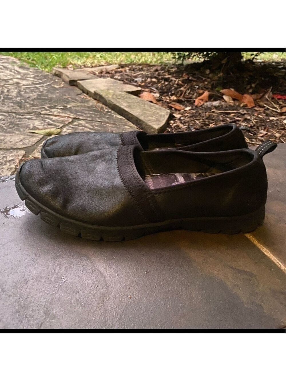 Skechers Air Cooled Memory Foam Black Slip-On Stretch Flex Sneakers Size 9.5
M